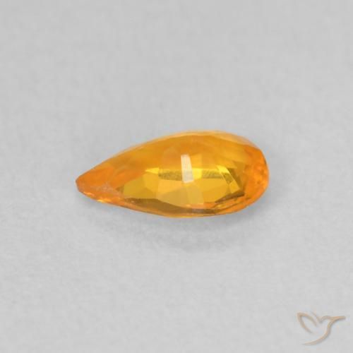 Safira damasco laranja Natural 0.40ct, Formato de pêra, VS