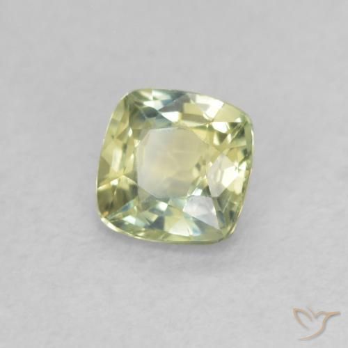 Safira Verde amarelado Natural 0.48ct, Almofada, VVS-VS