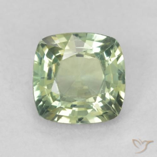 0.89ct Natural Verde Sábio Claro Safira, Almofada, VVS-VS