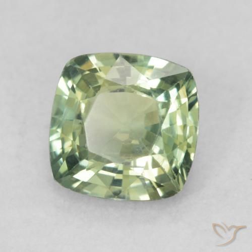 Safira Verde Sábio Claro Natural 0.89ct, Almofada, VVS-VS