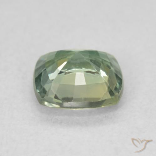 Safira Verde Sábio Claro Natural 0.89ct, Almofada, VVS-VS