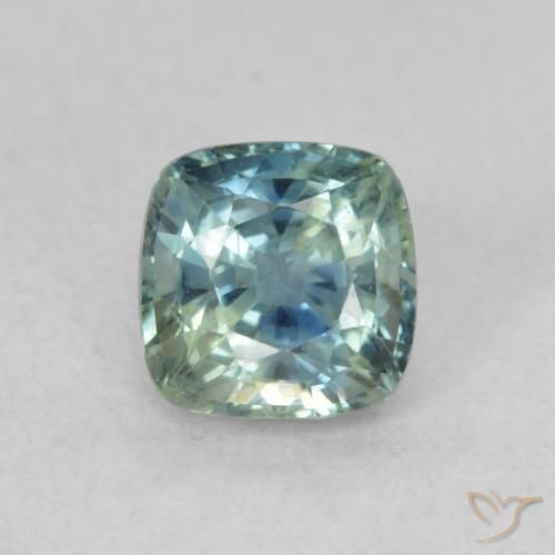 0.73ct Natural Médio Azul Verde Safira, Almofada, VVS-VS