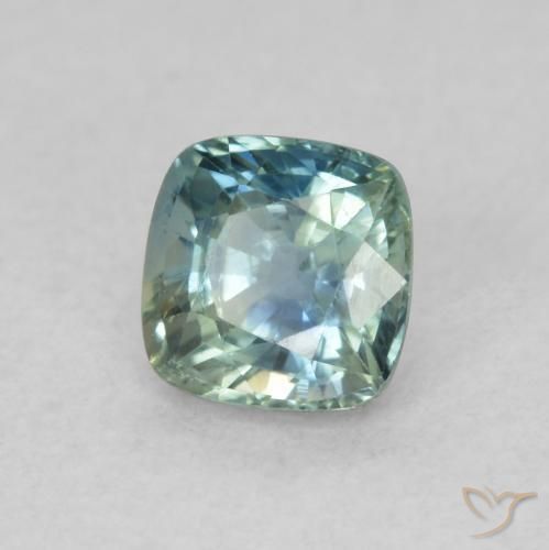 Safira Médio Azul Verde Natural 0.73ct, Almofada, VVS-VS