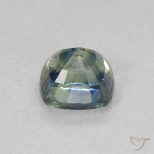 Safira Médio Azul Verde Natural 0.73ct, Almofada, VVS-VS