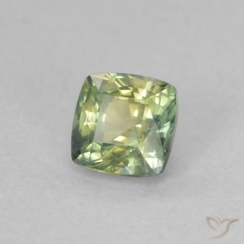 Safira Verde amarelado Natural 0.50ct, Almofada, VVS-VS