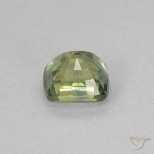 Safira Verde amarelado Natural 0.50ct, Almofada, VVS-VS