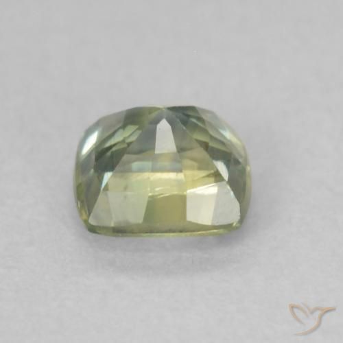 Safira Verde amarelado Natural 0.55ct, Almofada, VS