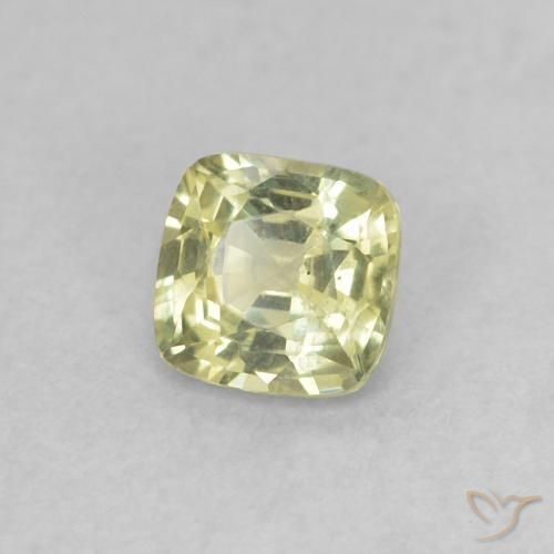 Safira Luz amarela Natural 0.38ct, Almofada, VS