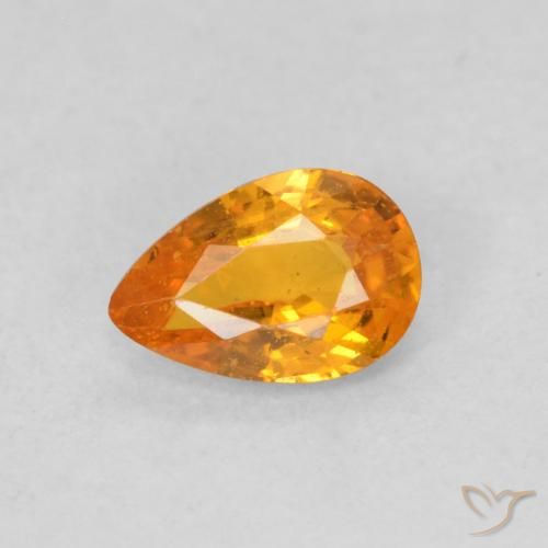 0.48ct Natural Laranja brilhante Safira, Formato de pêra, VS