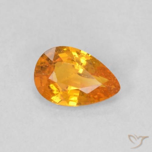 Safira Laranja brilhante Natural 0.48ct, Formato de pêra, VS