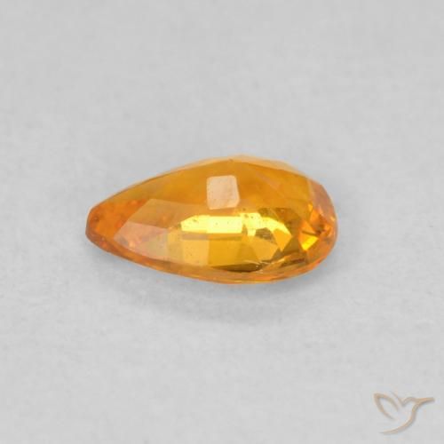 Safira Laranja brilhante Natural 0.48ct, Formato de pêra, VS