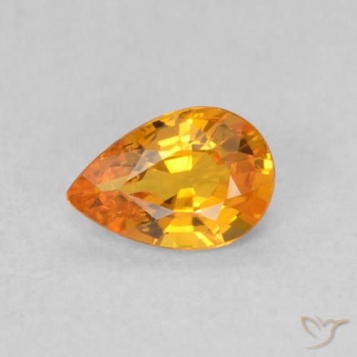 0.52ct Natural Laranja brilhante Safira, Formato de pêra, VS