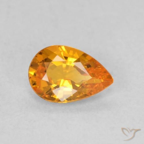 Safira Laranja brilhante Natural 0.52ct, Formato de pêra, VS