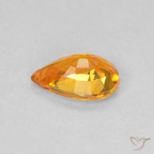 Safira Laranja brilhante Natural 0.52ct, Formato de pêra, VS