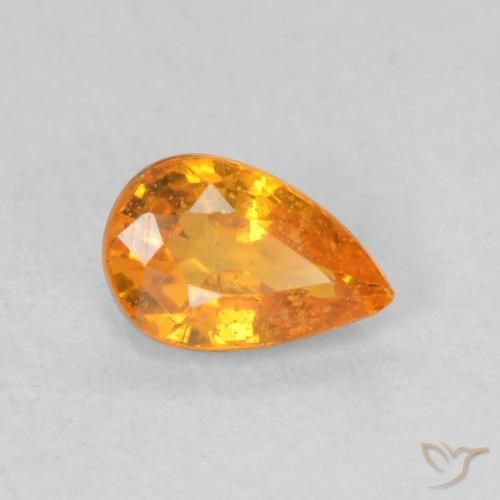 Safira damasco laranja Natural 0.56ct, Formato de pêra, VS