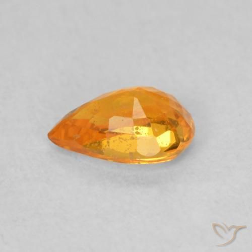Safira damasco laranja Natural 0.56ct, Formato de pêra, VS