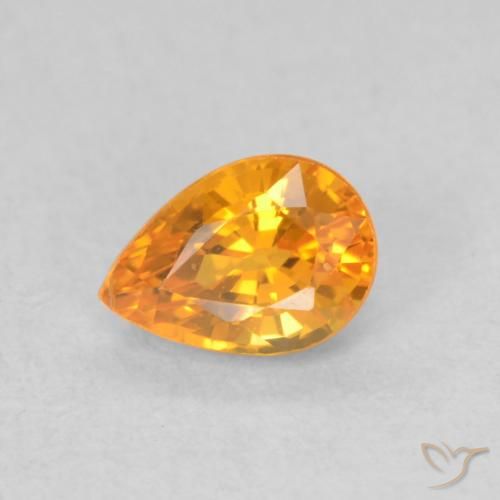 0.62ct Natural damasco laranja Safira, Formato de pêra, VS