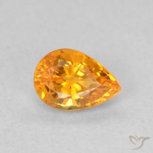 Safira damasco laranja Natural 0.62ct, Formato de pêra, VS