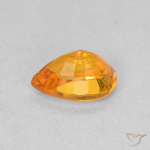 Safira damasco laranja Natural 0.62ct, Formato de pêra, VS