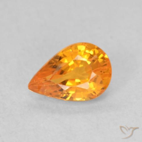 0.64ct Natural Laranja Médio Safira, Formato de pêra, VS