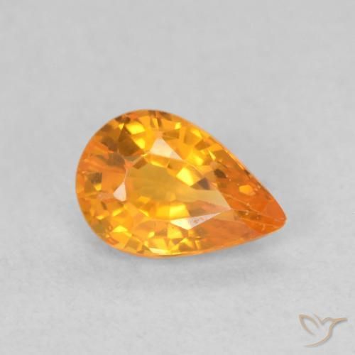 Safira Laranja Médio Natural 0.64ct, Formato de pêra, VS
