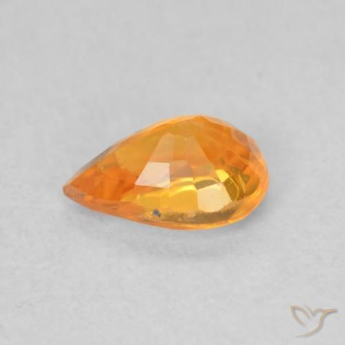 Safira Laranja Médio Natural 0.64ct, Formato de pêra, VS