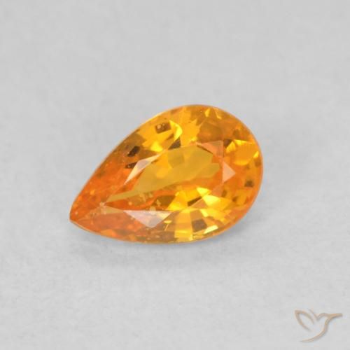 0.50ct Natural Laranja brilhante Safira, Formato de pêra, VS