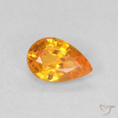 Safira Laranja brilhante Natural 0.50ct, Formato de pêra, VS