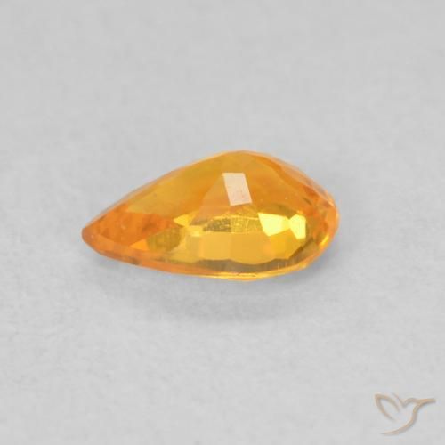 Safira Laranja brilhante Natural 0.50ct, Formato de pêra, VS