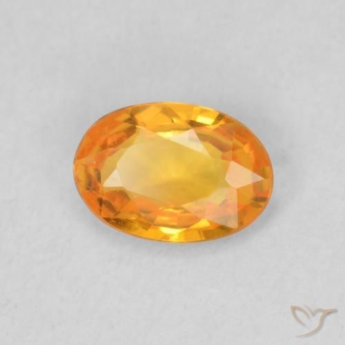 Safira Laranja brilhante Natural 0.53ct, oval, VS