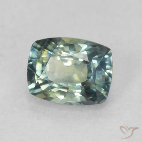 Safira Médio Azul Verde Natural 0.76ct, Almofada, VVS-VS