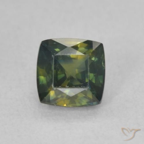 0.67ct Natural Verde amarelado Safira, Almofada, VVS-VS