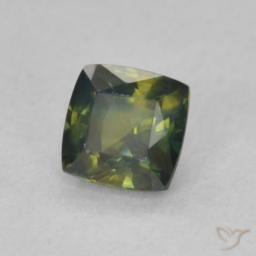 Safira Verde amarelado Natural 0.67ct, Almofada, VVS-VS