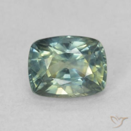 0.82ct Natural Azul verde Safira, Almofada, VVS-VS