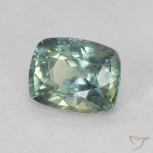Safira Azul verde Natural 0.82ct, Almofada, VVS-VS