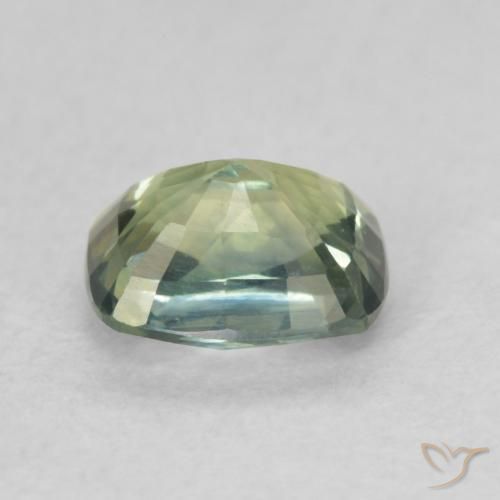 Safira Azul verde Natural 0.82ct, Almofada, VVS-VS