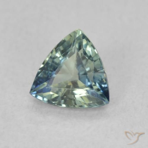 Safira Verde azulado Natural 0.56ct, Trilhão, VS