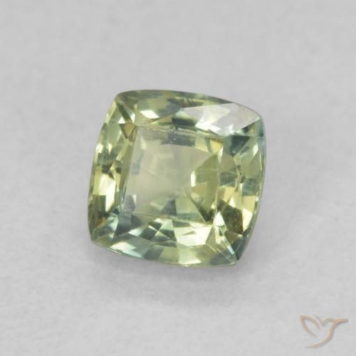 Safira Verde amarelado Natural 0.62ct, Almofada, VS