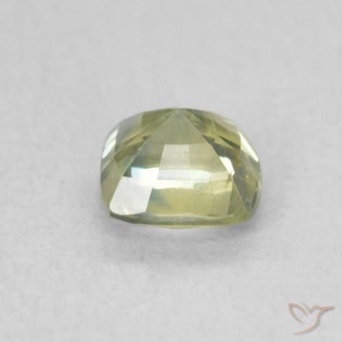 Safira Verde amarelado Natural 0.62ct, Almofada, VS