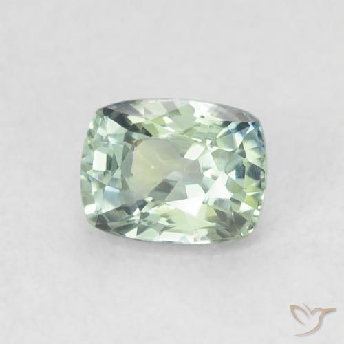 Safira Verde pálido Natural 0.61ct, Almofada, VS