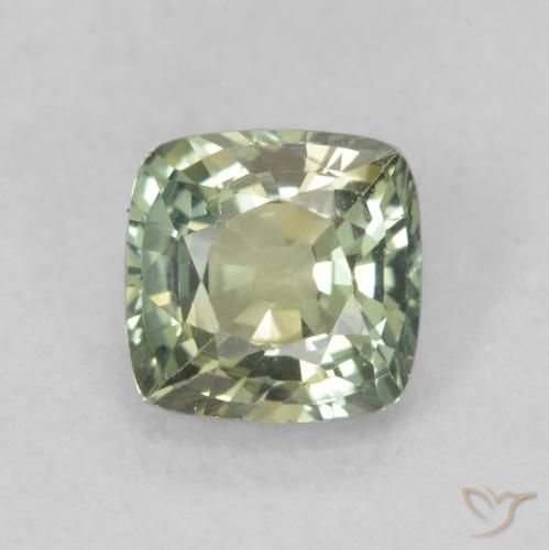 0.81ct Natural Verde Sábio Claro Safira, Almofada, VVS