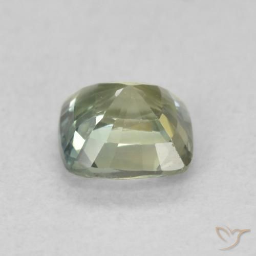 Safira Verde Sábio Claro Natural 0.81ct, Almofada, VVS
