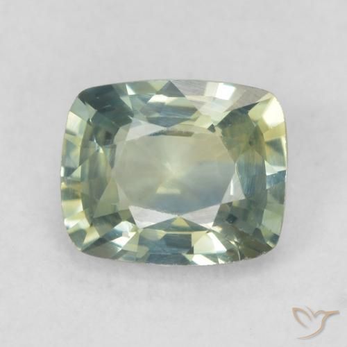 0.92ct Natural Verde amarelado Safira, Almofada, VVS