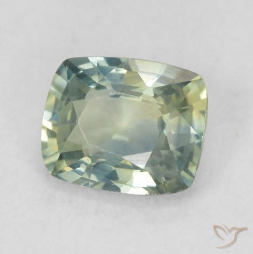 Safira Verde amarelado Natural 0.92ct, Almofada, VVS