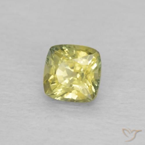 Safira Amarelo Abacaxi Natural 0.42ct, Almofada, VVS-VS