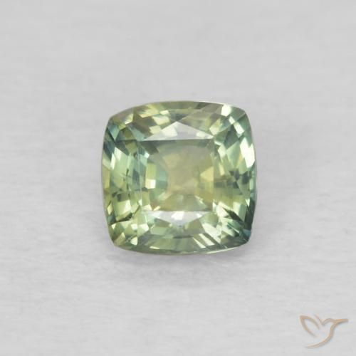 0.45ct Natural Verde amarelado Safira, Almofada, VVS-VS