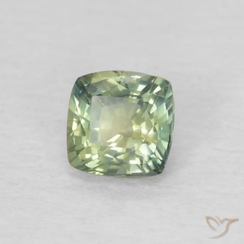 Safira Verde amarelado Natural 0.45ct, Almofada, VVS-VS