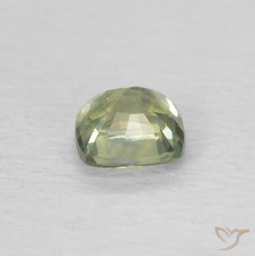 Safira Verde amarelado Natural 0.45ct, Almofada, VVS-VS