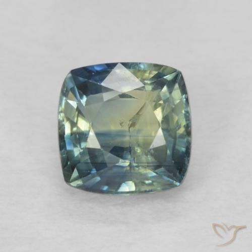 0.77ct Natural Médio Azul Verde Safira, Almofada, VS-SI