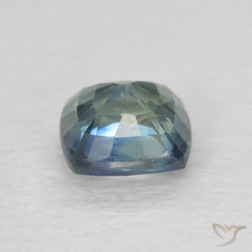 Safira Médio Azul Verde Natural 0.77ct, Almofada, VS-SI
